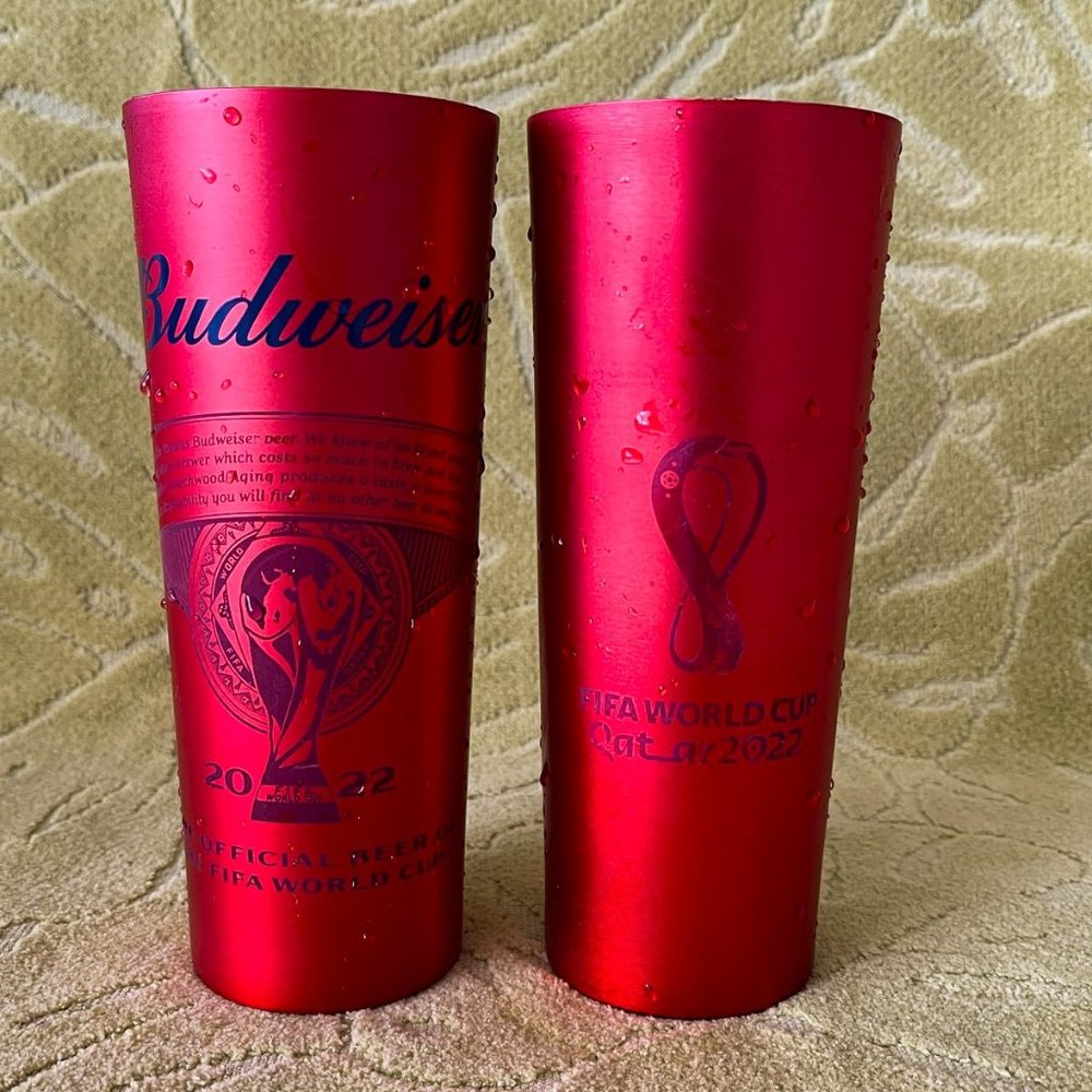 2 Cold Activated Aluminium Cups Budweiser Beer FIFA World Cup Qatar 2022 Soccer
